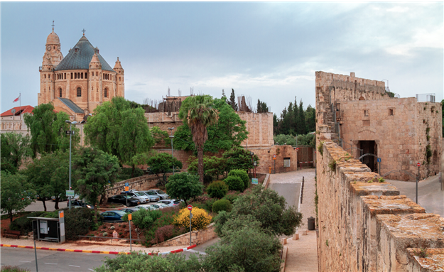 Jerusalem: Abbey of the dormition, Old City Wall via Shutterstock
